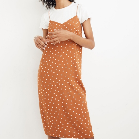 Madewell Slip Dress In Inkspot Dots Sz.12 NWT - Picture 2 of 7